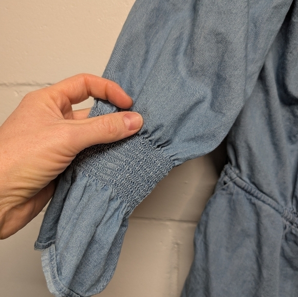 Saks Fifth Avenue (small) Cute Blue Romper with Colorful Pom-Pom Trim - Picture 3 of 8